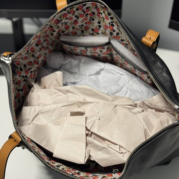 NWT VERA BRADLEY Gallatin Genuine Leather Large Shoulder Tote Bag Black 22318481 - Picture 3 of 9